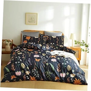 Floral Duvet Cover Set Black Duvet Cover with Aesthetic Pink Twin 0315fw10 - Picture 1 of 8