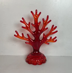 Vintage Weishar Moon & Stars Glass Jewelry Tree Red Amberina - Picture 1 of 14