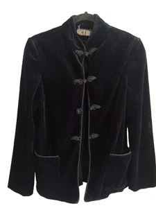 Vintage "ACT III" Black Velvet Jacket~Asian Inspiration~Party~Cocktails~S/10~EXC - Picture 1 of 5