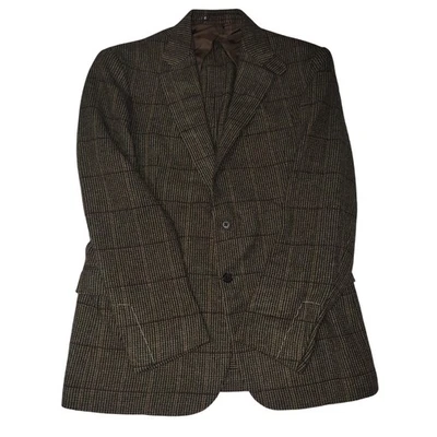 Purple Label Ralph Lauren Sport Coat Mens 38R Brown Tweed Windowpane Jacket - Image 1 of 4