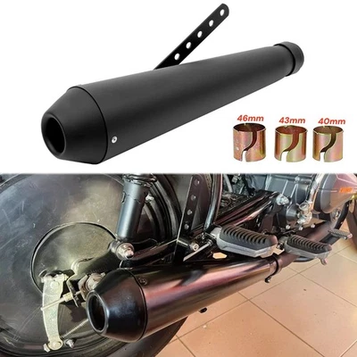 Tubo silenciador escape moto 17,5" negro para Harley Bobber Chopper Café Racer Foto 1 de 4