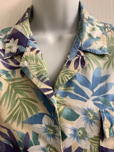 WOMENS JAMAICA BAY SHORT SLEEVE NAVY BLUE & PALE GREEN LARGE - Picture 1 of 6