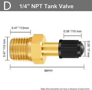Válvula de neumático Schrader 1/4" macho tanque NPT cuerpo de latón tapa de plástico inflador de aire climatizado - Imagen 1 de 3