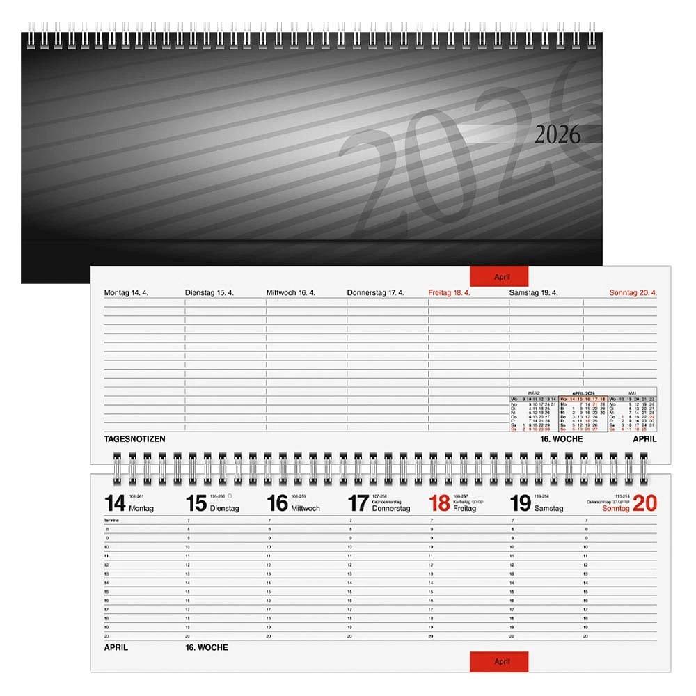 Rido/idé Wochenkalender 2024 'partner/Industrie I' - 7,2x11,2 Cm, Grün, Mit Monatsplan