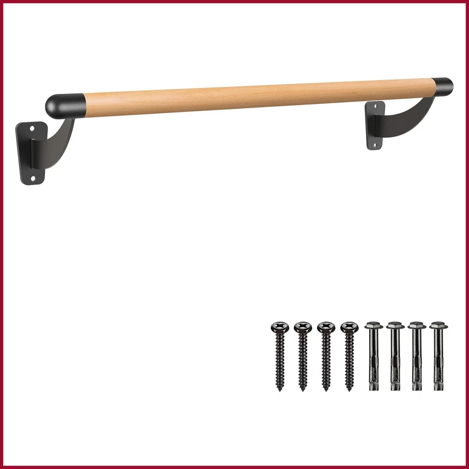 Barra de ballet de madera de 4' sistema de montaje en pared para el hogar/estudio movimientos cuerpo elástico 1,5" Foto 1 de 4