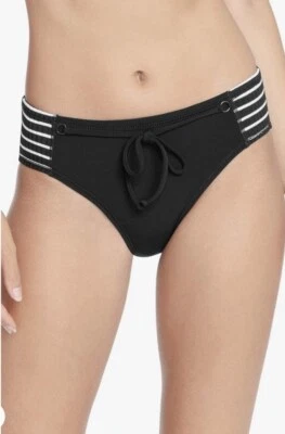 Pantalones de bikini Robin Piccone negros/blancos cintura alta cobertura completa talla M nuevos con etiquetas Foto 1 de 4