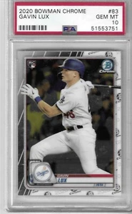 2020 Bowman Chrome Gavin Lux (Batting) #83 PSA 10 GEM MT Rookie RC - Bild 1 von 2