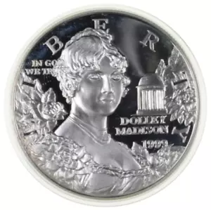 Proof 1999 Dolley Madison - US Commemorative 90% Silver Dollar - Picture 1 of 2
