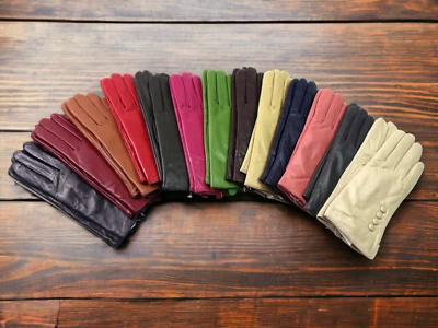Guantes de cuero suave genuino de alta calidad premium para mujer y mujer totalmente forrados cálidos Foto 1 de 4