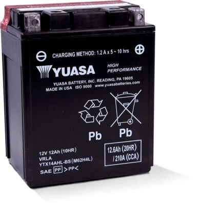 Yuasa Maintenance Free YTX14AHLBS 12 Volt Battery For Suzuki GS650E 1981-1983 - Image 1 of 3