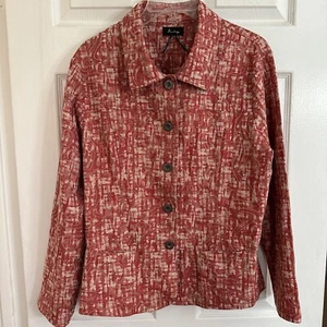 Analogy Women's XL Blazer Jacket Orange Multi Pattern EUC - Picture 1 of 6