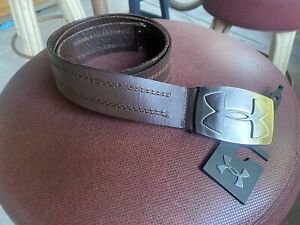 Under Armour Mens UA Metal Buckle Brown Leather Golf Belt Size 37” Rare HTF