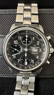 Reloj MAURICE LACROIX Cronógrafo Automático Esfera Negra Acero Inoxidable Foto 1 de 3
