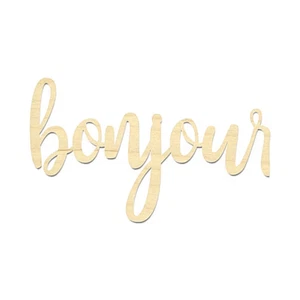Bonjour Sign- Wooden Bonjour Wording Cut Out - Picture 1 of 6