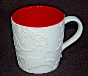 Starbucks 2009 ~ Taza/taza de reno en alto relieve porcelana de hueso de 12 oz - En muy buena condición - Imagen 1 de 6
