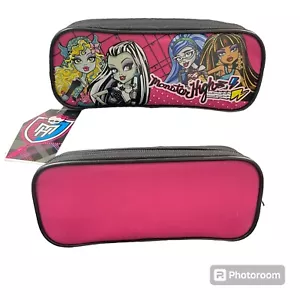 Monster High Pink/Schwarz Federmäppchen Etui Tasche Reißverschluss Stift Schreibwaren Schule - Bild 1 von 2