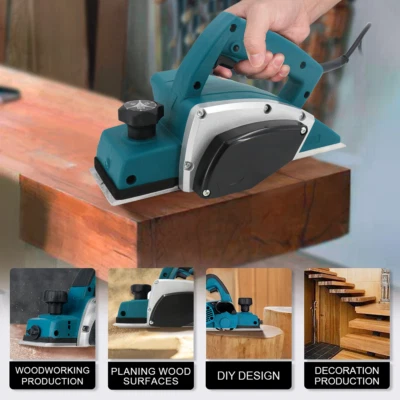 1200W 3-PIN Plug Electric Wood Planer Hand Power Plane Machine 82mm Blade Guide - Image 1 of 4