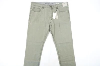 CALVIN KLEIN JEANS CK FADED ROSEMARY GREEN GRAY 38X32 CLOTH STRETCH SLIM JEANS  - Image 1 of 4