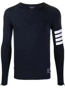 Brand New Thom Browne Compression Long Sleeve Shirt w/ 4 Bar, Size L, Navy - Picture 1 of 7