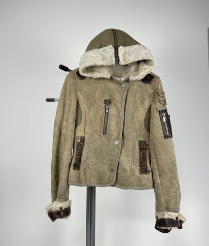 BALENCIAGA ❗️RARO❗️Aeronautica Militare Pelle Volo Ritagliata Pelle di Pecora Giacca Pelliccia Vintage