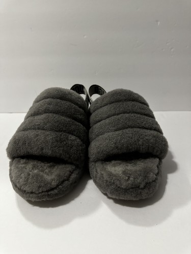 UGG FLUFF YEAH SLIDES CON 1095119 SCARPE CARBONE CIABATTA taglia 10