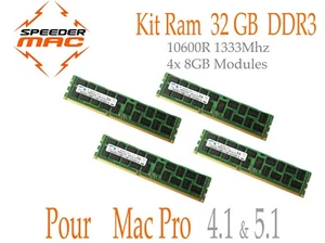  Kit Memoria 32 GB (4x 8GB) DDR3 ECC 1333 MHZ Mac Pro 4.1 5.1 (2099 2010 2012) - Foto 1 di 1