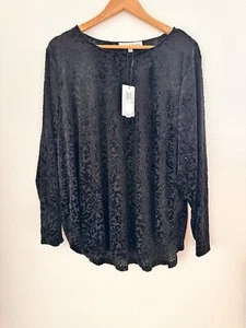 NWT Chelsea & Theodore Black Burnout Velvet L/S Top Sz 3X Witchy Goth Whimsigoth - Picture 1 of 9