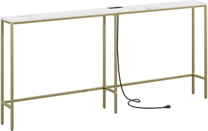 70.9 Inch Console Table with Power Outlet,Modern Narrow Long Sofa Table behind C - Picture 1 of 9