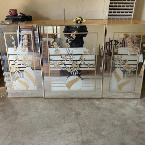 3PC Vintage Windsor Art Products Rectangle Wall Mirror Blossoms Richard sandoval Cover