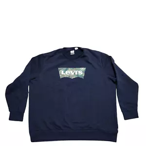 Levi's Housemark Batwing Camo Logo Sweatshirt 2XL Black Men Crew Standard Fit - Picture 1 of 23