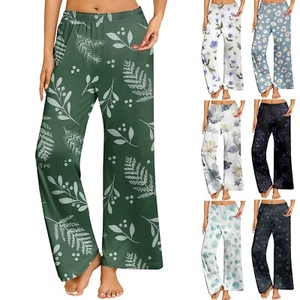 Women's Printed Casual Elastic Waist Comfortable Straight Tube Loose Pants - Picture 1 of 33