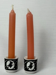 Vintage Funny Design Halloween Witch Mini Candle Holders Made In W Germany - Picture 1 of 3