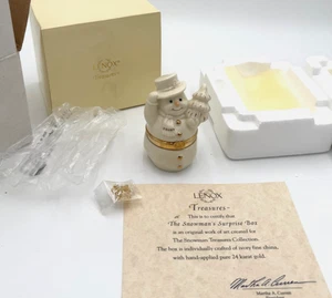 Trinket Box Lenox Treasures The Snowman's Surprise Box 24k Trim W/Charm - Picture 1 of 9