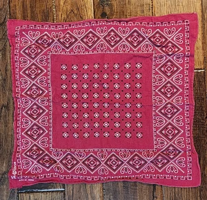 Bandana tradicional bien usada 100% algodón hecha en EE. UU. trompa de elefante geométrica - Imagen 1 de 5