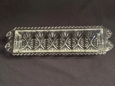 VTG Fifth Avenue Cut Crystal Portico 11 3/4”Footed Cracker Candy Relish Tray - Image 1 of 4