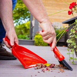 Heavy Duty Whisk Broom w/10.25" wide Dust Pan Red Polypropylene Floor Brush - Picture 1 of 9