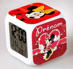 Reveil Digital lumineux Personnalisable Avec Prénom Illustration Minnie - Picture 1 of 7