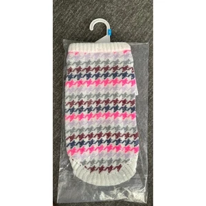 Top Paw Dog Apparel Sweater Small White Pink Houndstooth Pet Clothes NWT - Picture 1 of 6