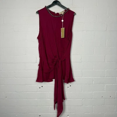 Michael Kors Sleeveless Blouse Women UK 12 Elegant Berry Chain Accent - Image 1 of 4