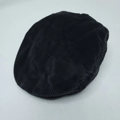Vintage NIKE Corduroy Newsboy Cap Golf Flat Cap Swoosh Logo Black USA Jordan - Image 1 of 4