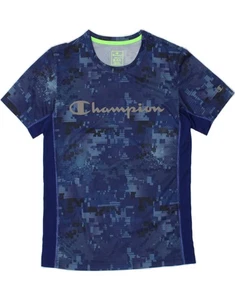 CHAMPION Mens Graphic T-Shirt Top Small Navy Blue Camouflage Polyester CG04 - Picture 1 of 3