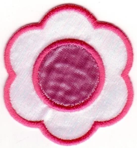 Fuchsia rosa glänzend glänzend Blume Stickaufnäher - Bild 1 von 1