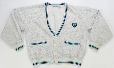 Raro Cárdigan Sudadera Vintage FRED PERRY Corona Cresta Escudo Parche Años 90 Gris L Foto 1 de 4