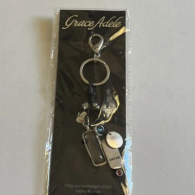 GRACE ADELE "ZETA" PLATA CLIP-ON LLAVERO LLAVERO BOLSO BLING ACCESORIO Hope Foto 1 de 3
