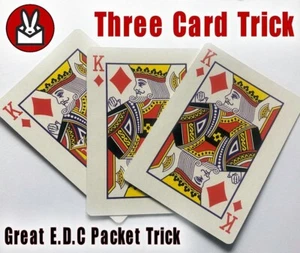 THREE CARD TRICK EDC PACKET MAGIC ACE KING QUEEN TRANSFOM EVERY DAY CARRY 3 NEW - Picture 1 of 3