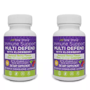 Basic Brands Multi Defend Elderberry Zinc Lozenge, 60 Count (Pack of 2) - Picture 1 of 8