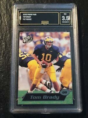 Tarjeta coleccionable de fútbol americano Press Pass Tom Brady #37 2000 novato clasificación GMA en muy buena condición+ 3,5 Foto 1 de 4