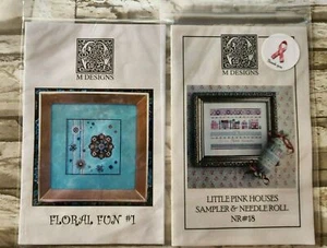 2x M Designs Floral Fun #1 Little Pink Houses Sampler & Nadelrolle NR #18 - Bild 1 von 9