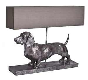 Lampada da Tavolo XXL Bassotto Luce Argento Dachshund Comodino Cane - Foto 1 di 9