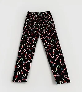 NEW No Boundaries CANDY CANES Women's Black Holiday Leggings Size LG (12-14) - Picture 1 of 12